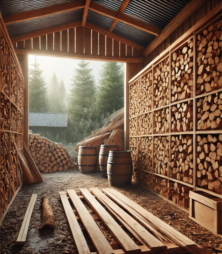 Bois de cheminée en stock en stère.