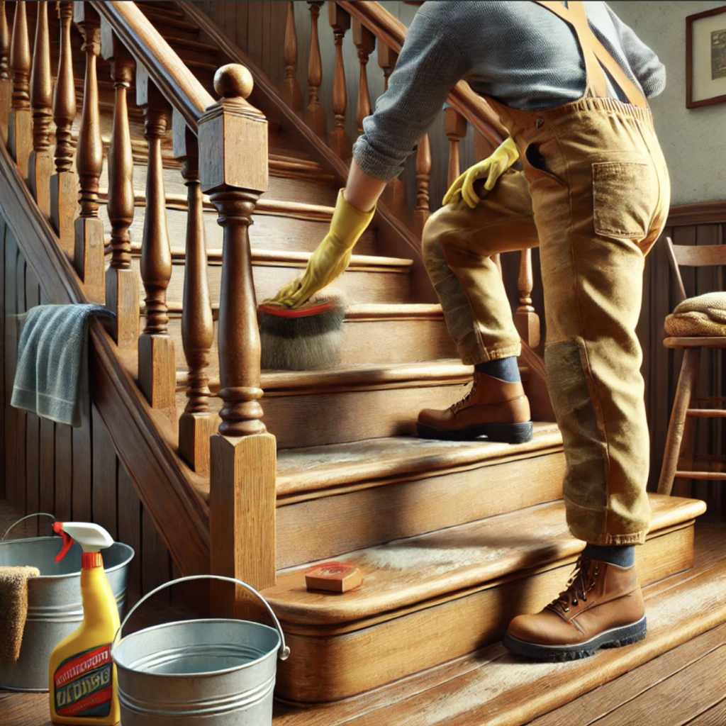 Le nettoyage parfait d'un escalier en bois.