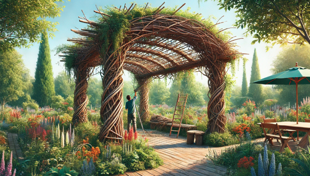 Magnifique pergola naturelle en bois