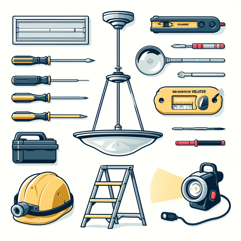 listes des outils pour démonter un vieux plafonnier.