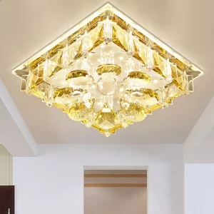 Plafonnier LED en cristal carré moderne design luxueux éclairage coloré salon entrée éclairage spacieux lumière reflet sophistiqué Plafonnier LED en cristal carré moderne design luxueux éclairage coloré salon entrée éclairage spacieux lumière reflet sophistiqué
