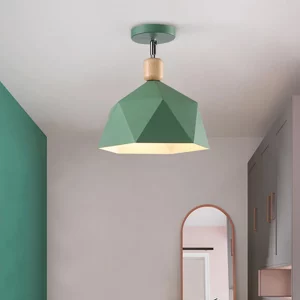 Plafonnier moderne bois hêtre design géométrique lumière LED salon chambre éclairage chaleureux économies d’énergie