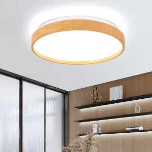 Plafonnier LED en bois naturel design scandinave moderne pour salon chambre éclairage chaleureux économique élégant