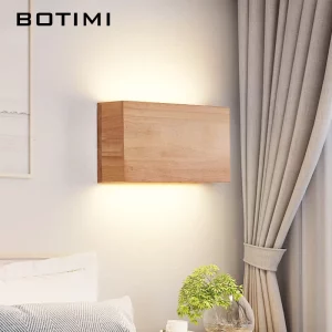 Applique murale LED en bois naturel design scandinave moderne éclairage doux salon chambre hall épuré élégant