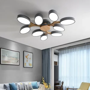 Plafonnier en bois design nordique moderne  luminaire intérieur élégant pour salon  chambre  cuisine ou salle à manger  éclairage chaleureux et économique