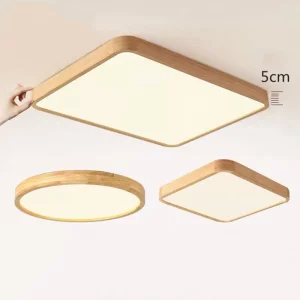 Plafonnier LED en bois naturel design nordique moderne pour salon chambre cuisine éclairage chaleureux économique élégant