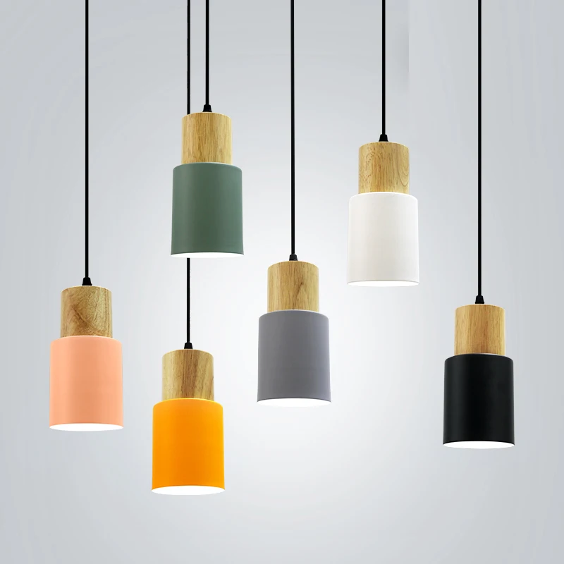 Suspension lumineuse bois et métal design scandinave moderne éclairage intérieur chaleureux salon chambre cuisine bureau café E27