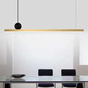 Suspension LED en métal doré design moderne minimaliste pour salon chambre cuisine éclairage élégant et chaleureux