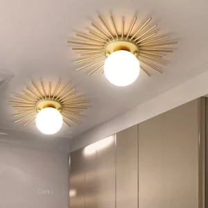 Plafonnier métal doré verre opalin design moderne nordique luminaire éclairage chaleureux salon chambre couloir cuisine économique élégant Plafonnier métal doré verre opalin design moderne nordique luminaire éclairage chaleureux salon chambre couloir cuisine économique élégant