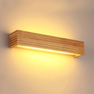 Applique murale LED en bois naturel design moderne japonais lumière chaleureuse salon chambre salle de bain éclairage décoratif économique élégant
