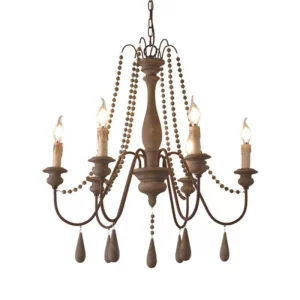 Chandelier bois vintage design rustique luminaire salle à manger salon cuisine éclairage chaleureux décoration intérieure élégant
