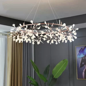 Suspension métal design moderne nordique Lustre branche buds LED éclairage intérieur salon cuisine écoénergétique élégance Suspension métal design moderne nordique Lustre branche buds LED éclairage intérieur salon cuisine écoénergétique élégance