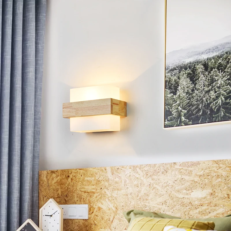 Appliques murales LED en bois naturel design scandinave moderne éclairage intérieur élégant et chaleureux