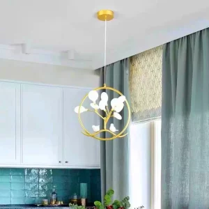 Suspension dorée moderne design scandinave nordique lumière chaleureuse salon chambre entrée éclairage intérieur déco élégante