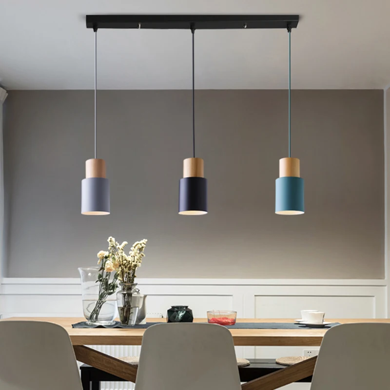 Suspension lumineuse bois et métal design scandinave moderne éclairage intérieur chaleureux salon chambre cuisine bureau café E27