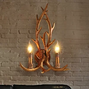 Applique murale nordique rétro en résine imitation bois  lumière chaleureuse  style rustique  déco naturelle  salon chambre usage intérieur  éclairage économique