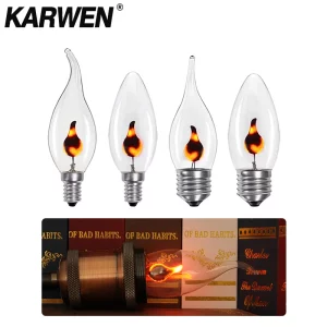 Ampoule LED flamme scintillante vintage E14 E27 Edison émulation feu éclairage 3W AC220V économie d’énergie déco lampe chaleureuse salon Ampoule LED flamme scintillante vintage E14 E27 Edison émulation feu éclairage 3W AC220V économie d’énergie déco lampe chaleureuse salon
