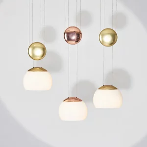 Suspension LED en verre et métal design moderne avec sphères dorées et cuivrées éclairage doux pour salon chambre à coucher salle à manger éclairage décoratif contemporain