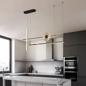 Suspension moderne LED métal noir et doré design industriel épuré éclairage intérieur cuisine salon bureau économique durable élégant Suspension moderne LED métal noir et doré design industriel épuré éclairage intérieur cuisine salon bureau économique durable élégant
