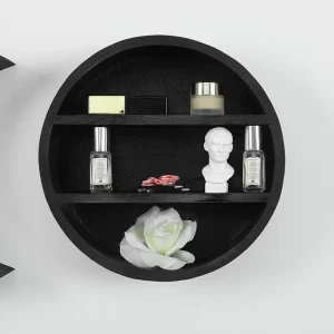 Étagère murale ronde bois naturel design moderne minimaliste décoration intérieure salon chambre salle de bain économique élégant