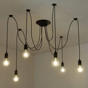 Plafonnier industriel Suspension métal design moderne minimaliste lumière chaude ajustable salon cuisine bureau Plafonnier industriel Suspension métal design moderne minimaliste lumière chaude ajustable salon cuisine bureau