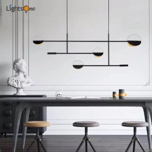 Suspension métal design moderne minimaliste avec éclairage LED intégré pour salon salle à manger ou bureau Suspension métal design moderne minimaliste avec éclairage LED intégré pour salon salle à manger ou bureau