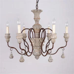 Plafonnier en bois rustique design vintage métal brun luminaire industriel éclairage chaleureux salle à manger salon chambre