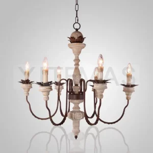 Lustre bois blanc vintage 8 lumières style français rustique salle à manger salon éclairage chaleureux déco intérieure élégant Lustre bois blanc vintage 8 lumières style français rustique salle à manger salon éclairage chaleureux déco intérieure élégant