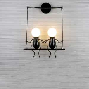Applique murale industrielle design moderne avec figurines intérieure originale éclairage créatif chambre salon cuisine Loft