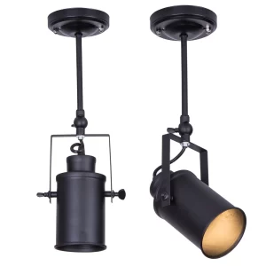 Plafonnier Industriel Rétro en Fer Noir Design Vintage Éclairage Chaleureux pour Salon Bureau Cuisine Économique Élégant