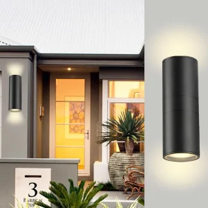 Applique murale extérieure imperméable design moderne noir LED éclairage porche jardin terrasse lumière chaleureuse économique durable
