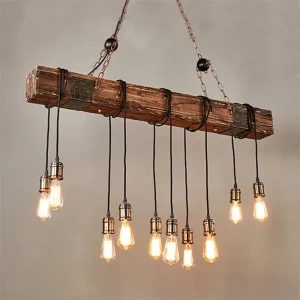 Plafonnier bois vintage industriel pendentif suspension salle à manger salon restaurant lumière chaude design rustique Plafonnier bois vintage industriel pendentif suspension salle à manger salon restaurant lumière chaude design rustique