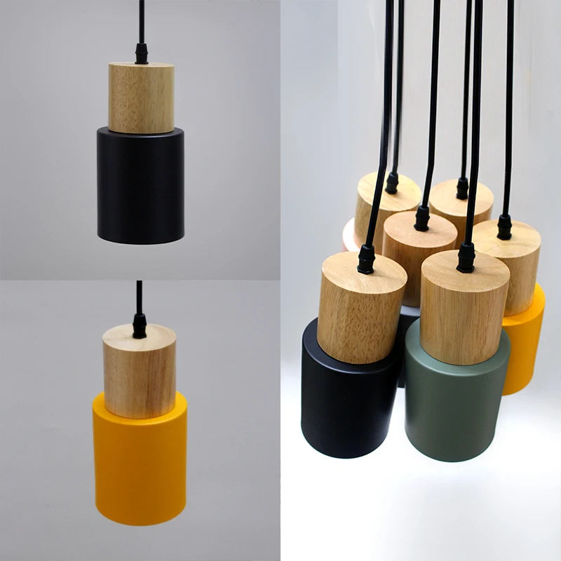 Suspension lumineuse bois et métal design scandinave moderne éclairage intérieur chaleureux salon chambre cuisine bureau café E27