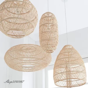 Suspension en rotin style japonais design scandinave lumière douce pour salon chambre salle d’étude éclairage naturel élégant Suspension en rotin style japonais design scandinave lumière douce pour salon chambre salle d’étude éclairage naturel élégant