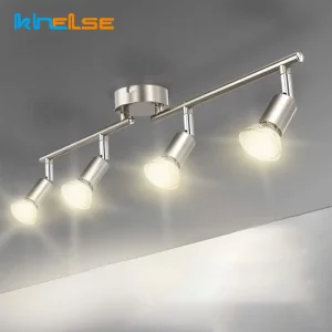 Plafonnier LED chrome poli design moderne épuré cuisine salon éclairage focalisé ajustable lumière chaude économique élégant