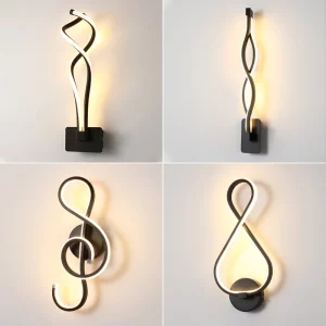 Applique murale moderne design artistique LED éclairage intérieur noir blanc salon chambre bureau épuré contemporain