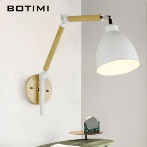 Applique murale LED design nordique en bois naturel et métal blanc éclairage ajustable chambre salon bureau élégance chaleureuse économie d’énergie Applique murale LED design nordique en bois naturel et métal blanc éclairage ajustable chambre salon bureau élégance chaleureuse économie d’énergie