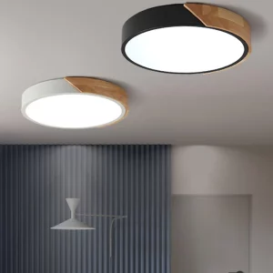 Plafonnier LED en bois naturel design scandinave moderne pour salon chambre éclairage chaleureux économique élégant