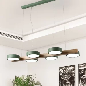 Suspension LED en bois naturel design scandinave moderne pour salon chambre éclairage chaleureux économique élégant