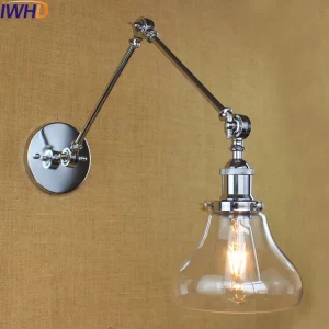 Applique murale vintage industriel style Loft IWHD verre métal bras long ajustable éclairage filament ambiant chaleureux décoration intérieure moderne Applique murale vintage industriel style Loft IWHD verre métal bras long ajustable éclairage filament ambiant chaleureux décoration intérieure moderne