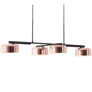 Suspension moderne 4 têtes cuivré noir design épuré éclairage salle à manger salon bureau éлегance contemporaine
