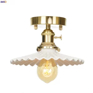 SuffHD-Plafonnier LED en Céramique Blanche Nordique, Plafonnier en Cuivre, délégations, Porche, Salon