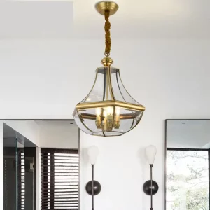 Suspension en cuivre antique verre transparent design classique vintage éclairage intérieur extérieur Loft jardin balcon entrée élégant Suspension en cuivre antique verre transparent design classique vintage éclairage intérieur extérieur Loft jardin balcon entrée élégant