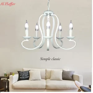 Lustre métal blanc design classique moderne éclairage intérieur salon chambre salle à manger