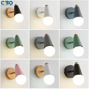 Applique murale bois métal design nordique moderne lumière LED éclairage intérieur chambre salon économique élégant