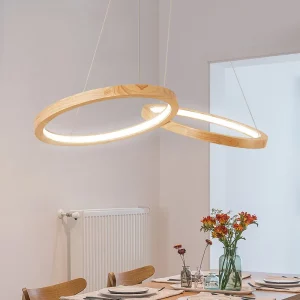 Plafonnier LED bois naturel design scandinave nordique moderne chambre salon éclairage chaleureux économique élégant