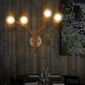 Applique murale décorative vintage à LED lampe en résine G4 lampe de branche d’arbre boule de verre nordique vêtements de restaurant 73 bars Applique murale décorative vintage à LED lampe en résine G4 lampe de branche d’arbre boule de verre nordique vêtements de restaurant 73 bars