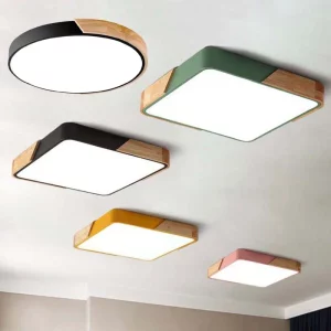 Plafonnier LED bois naturel design scandinave nordique moderne chambre salon éclairage chaleureux économique élégant