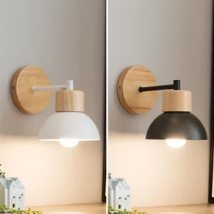 Applique murale bois métal design scandinave moderne lumière chaleureuse salle à manger chambre salon éclairage industriel déco minimaliste
