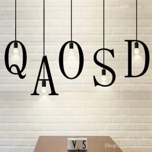 Suspension LED métal vintage lettres éclairage créatif luminaire déco intérieur moderne chambre à coucher loft ferme économie d’énergie design unique Suspension LED métal vintage lettres éclairage créatif luminaire déco intérieur moderne chambre à coucher loft ferme économie d’énergie design unique